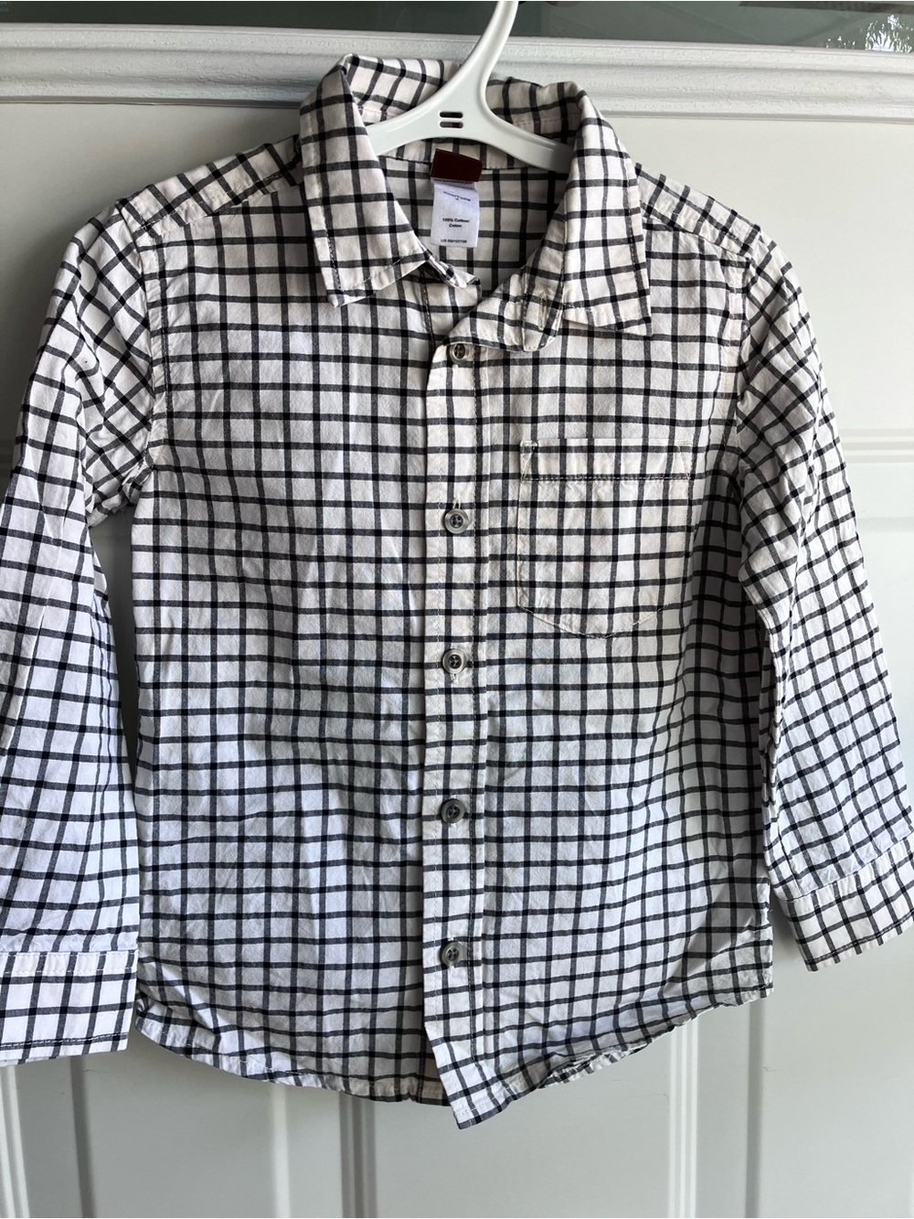 Tea collection black white checked button down shirt 4T